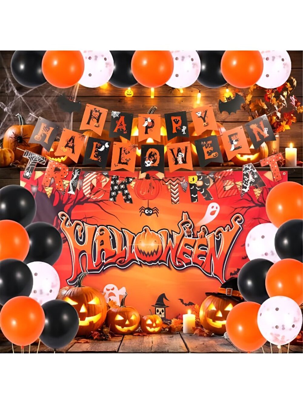 Halloween Party Decorations, Backdrop, Banner, Garland & Balloons